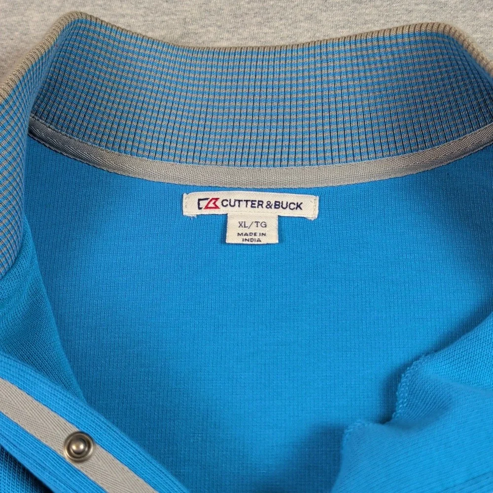 Cutter & Buck Carolina Panthers NFL Blue Snap Mock Neck Pullover Mens XL